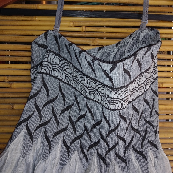 Anthropologie LAPIS 10 Strapless Smocked Top Dress in Gray Black - Picture 2 of 7